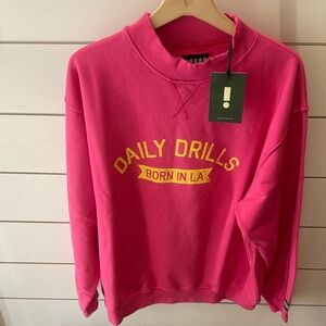 NWT Daily Drills Hot Pink Mock Crew Neck Sweatshirt M/L
